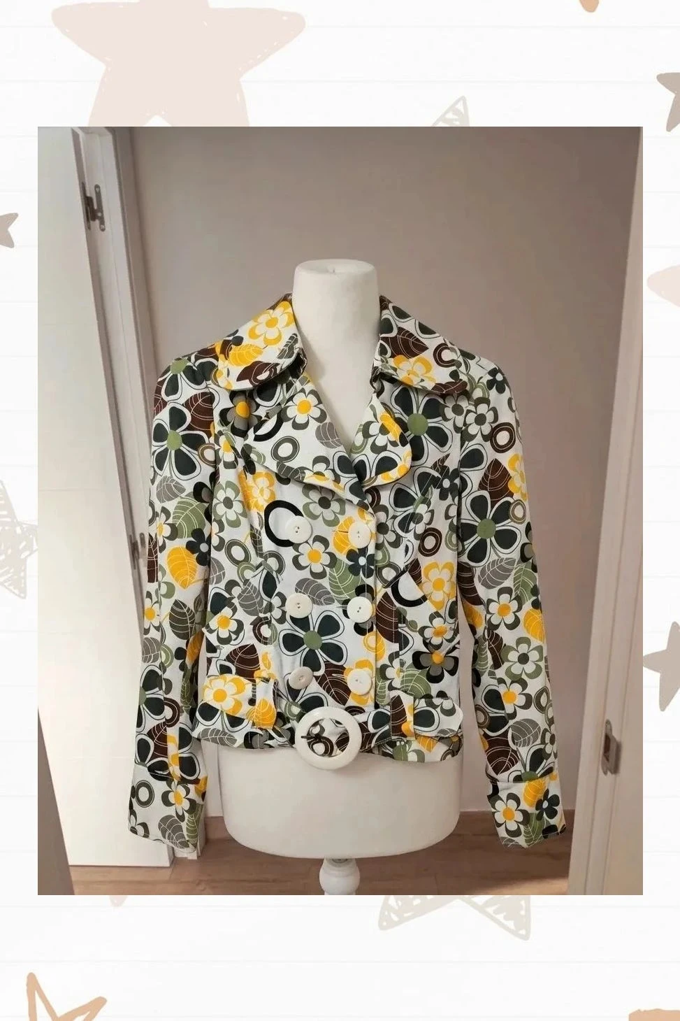 Chaqueta estampada estilo retro - Talla S